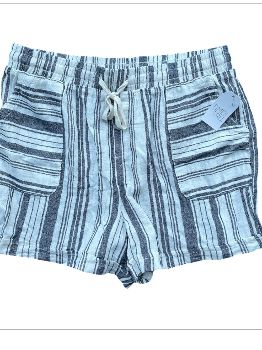 Time and Tru linen striped blue and white shirts size 12/14 NWT elastic waist